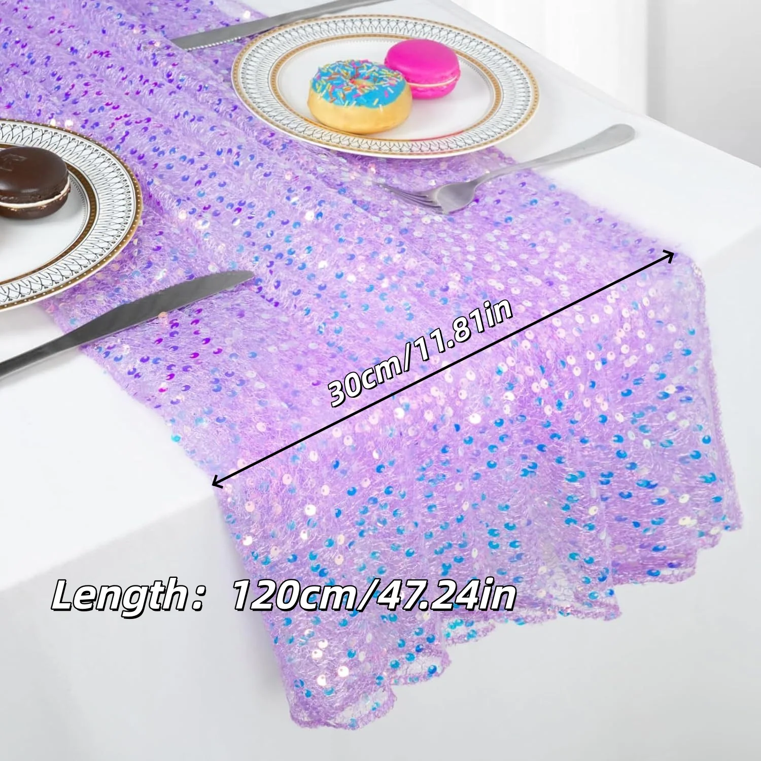 1pc 30x120cm Glitter Iridescent Sequin Table Runner,Soft Wedding Dining Table Decoration For Bridal Girl Birthday Wedding Party