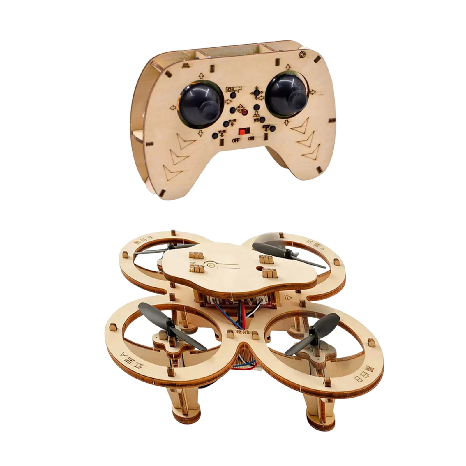 RC Drone Assembly STEM Model with 2.4G Remote Control Beginner DIY Flying Drones Wood Drones Puzzle Model Kit for Teens & Adults