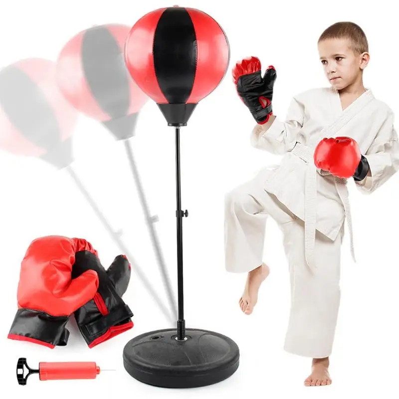 Boxing Punching Bag Adjustable Height Punching Bag with Gloves,  Training Stress Relieving Sandbag With stand and boxing ball