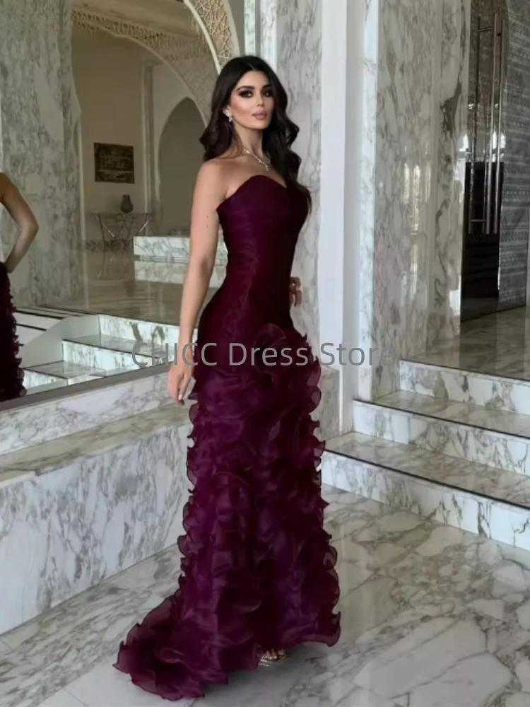 Elegante Avondjurken Sweetheart Zeemeermin Bloemen Formele Jurk voor Vrouwen Strapless Feestjurk Aangepaste فساتга Byd