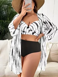 Jucleo New Plus Size Women Swimsuit Sexy Print Swimwear New High Waist Bathing Suit Beach Wear Bather Bikini Two Pieces Set 5XL