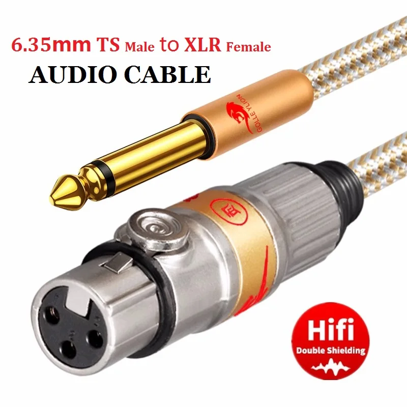 1/4 Inch TS 6.35mm Male to XLR Female Audio Cable for Microphone Stage Studio Mixer Consoles Amplifier Unbalanced Shielded Cords