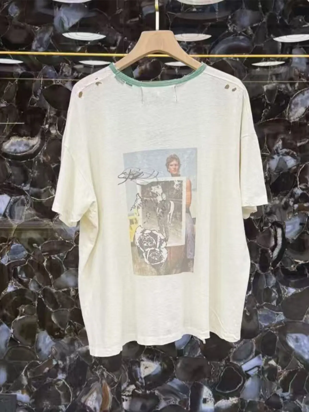 PALY HOLLYWOOD BACK TO LIFE RINGER washed destruction short-sleeved T-shirt