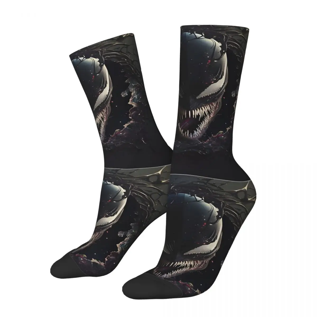 Vintage Venom Men's compression Socks Unisex Marvel Spider Man Venom Harajuku Pattern Printed Novelty Crew Sock