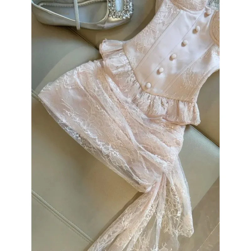 2026 Summer Sweet Pure Desire Style Party Outfit New Sexy Camisole Top + Bodycon Skirt Suit France Elegant Two Piece Set