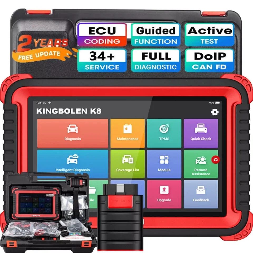 USA Warehouse Kingbolen K8 Volledige systeem-autoscanner voor alle auto's, 2 jaar gratis update