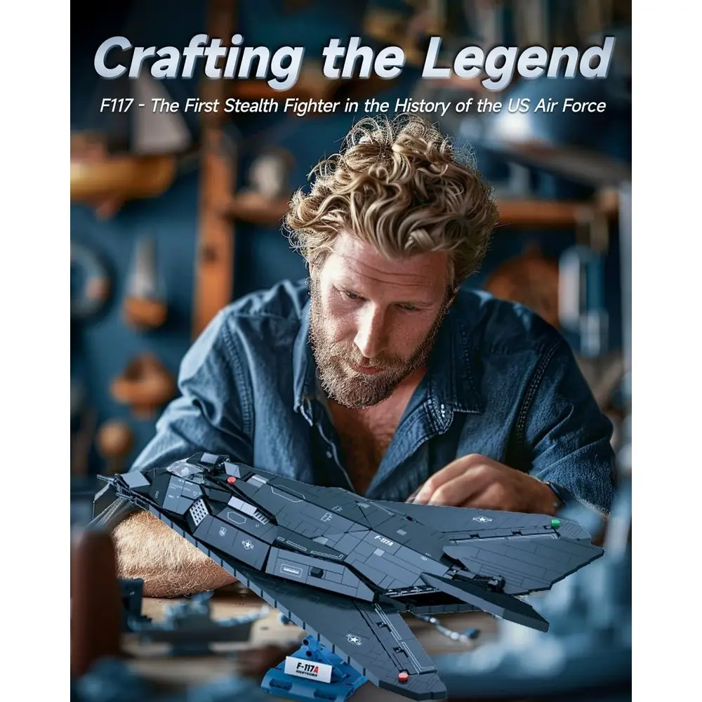 ชุดโมเดลเครื่องบินรบล่องหน 20 F-117A ไนท์ฮอว์ก 1375 ชิ้นสำหรับผู้ใหญ่ พร้อมขาตั้งโชว์ ใช้ร่วมกับเลโก้ได้