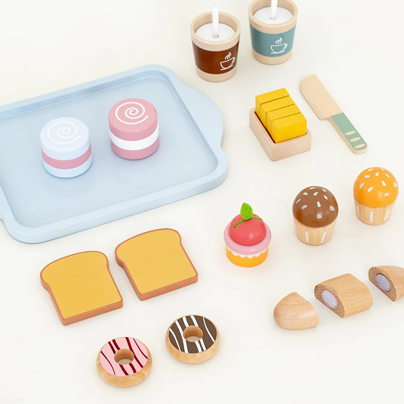 breakfast Wooden Mini Kitchen Toys Pretend Play Educational House Toys For Children Simulation Kitchen Utensils Girl
