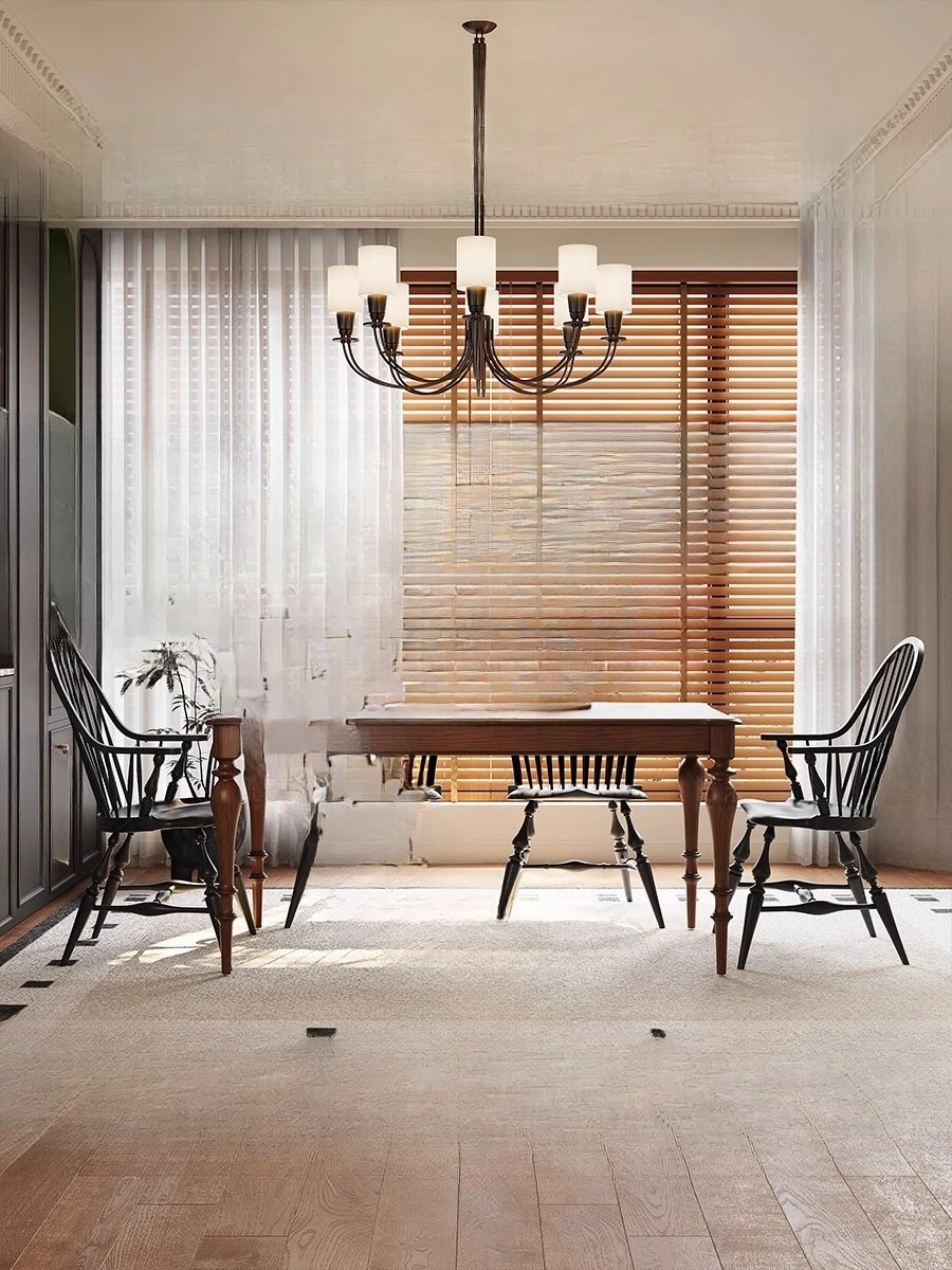 中世のダイニングチェア フレンチドレッシングチェア 小さなアメリカンブラックリビングルーム