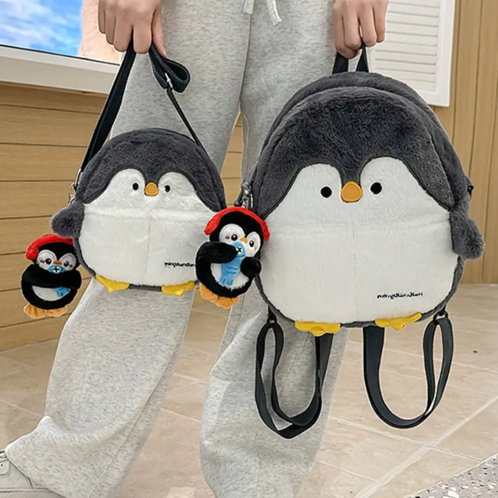 Creative Kawaii Penguin Crossbody Bag Shark Adorable Soft Seal Backpack Realistic Look Fluffy Animal Shoulder Bag Girls