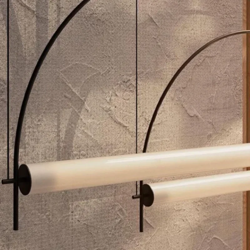 Modern Minimalist Sculptural Geometric Arched Linear LED Suspension Fixture For Kitchen Island Dining