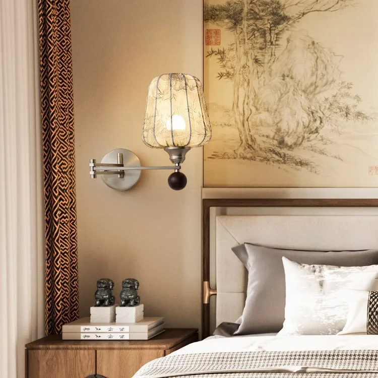 Song-style aesthetic simple bedroom Chinese style retro aisle corridor study atmosphere light LED rocker arm wall light