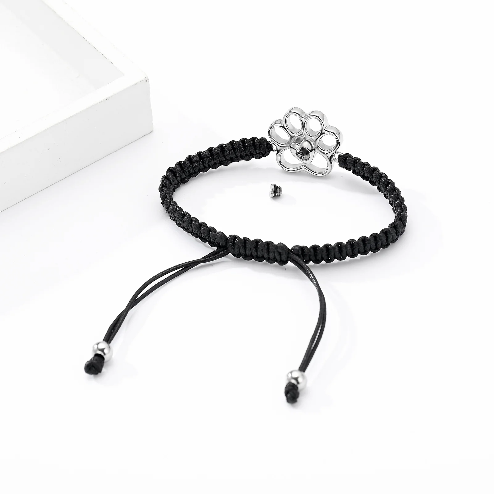 Ashes Urn Bracelet Memorial Jewelry Length Adjustable Paw Urns Cremation Bangle For Pet Ashes Braided Rope Keepsake Women Men