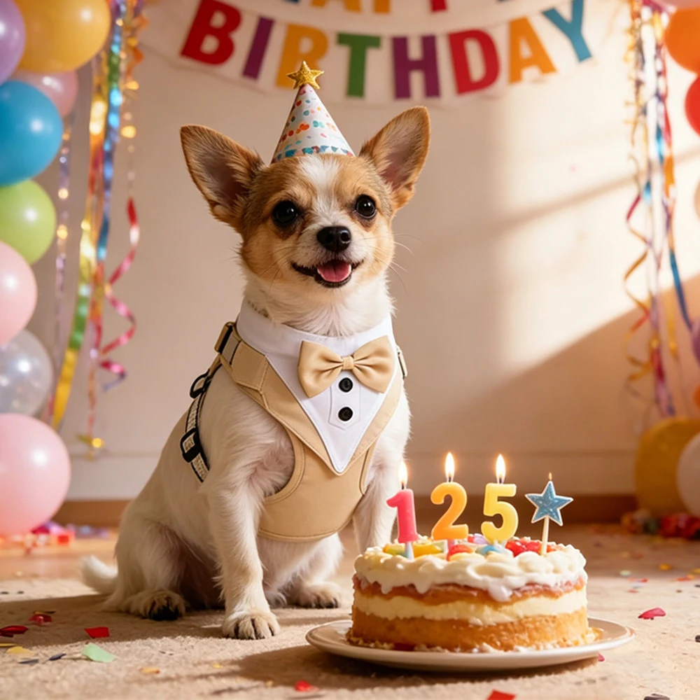 Hochzeits-Hundegeschirr im Smoking-Stil mit Fliege, verstellbare, atmungsaktive Weste mit D-Ring, kein Ziehen, für kleine und mittelgroße Hunde – Detail 12