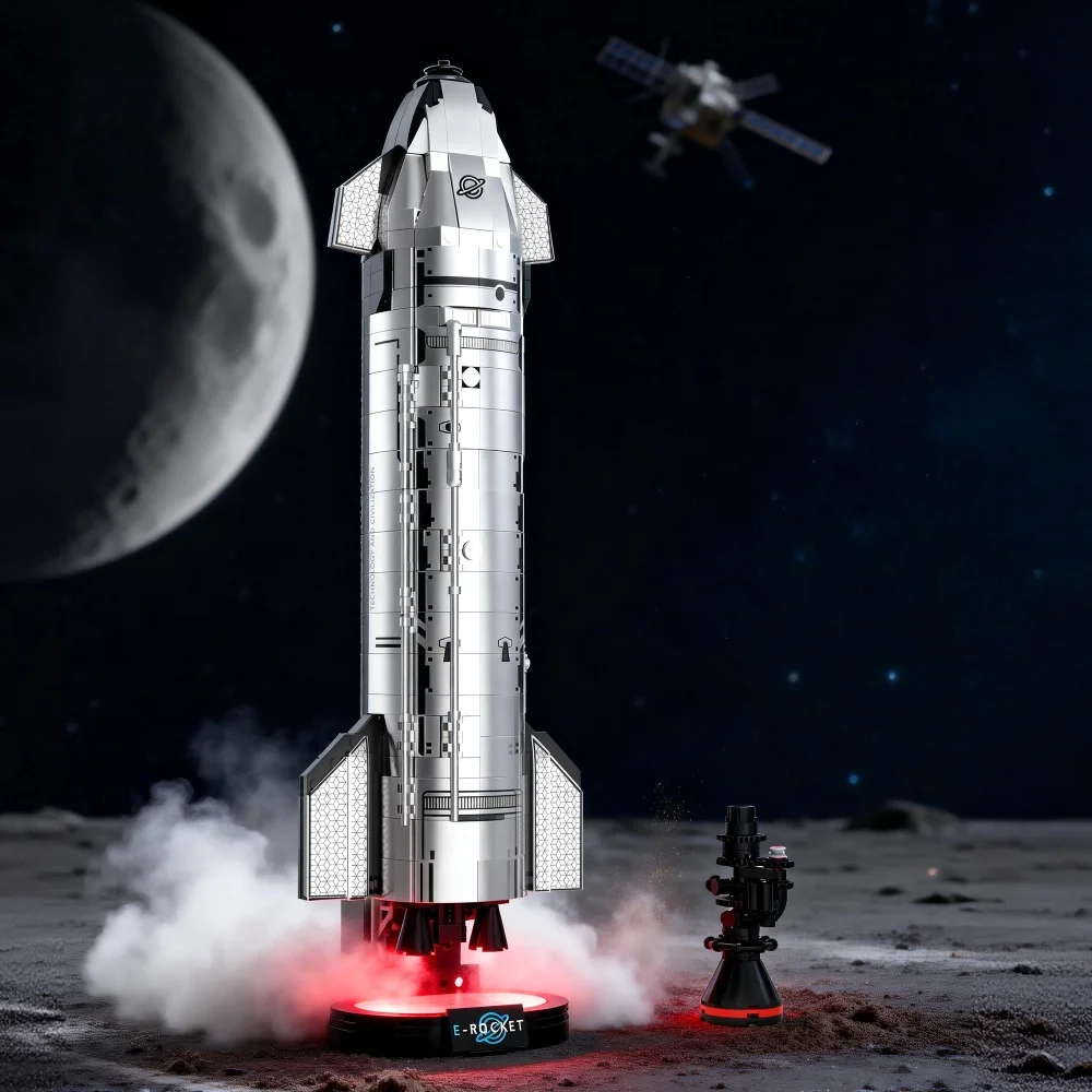 

Technical Creative Starship Rocket Aviation Model Building Blocks Space Aerospace Station DIY Assembly Bricks Model for Kids