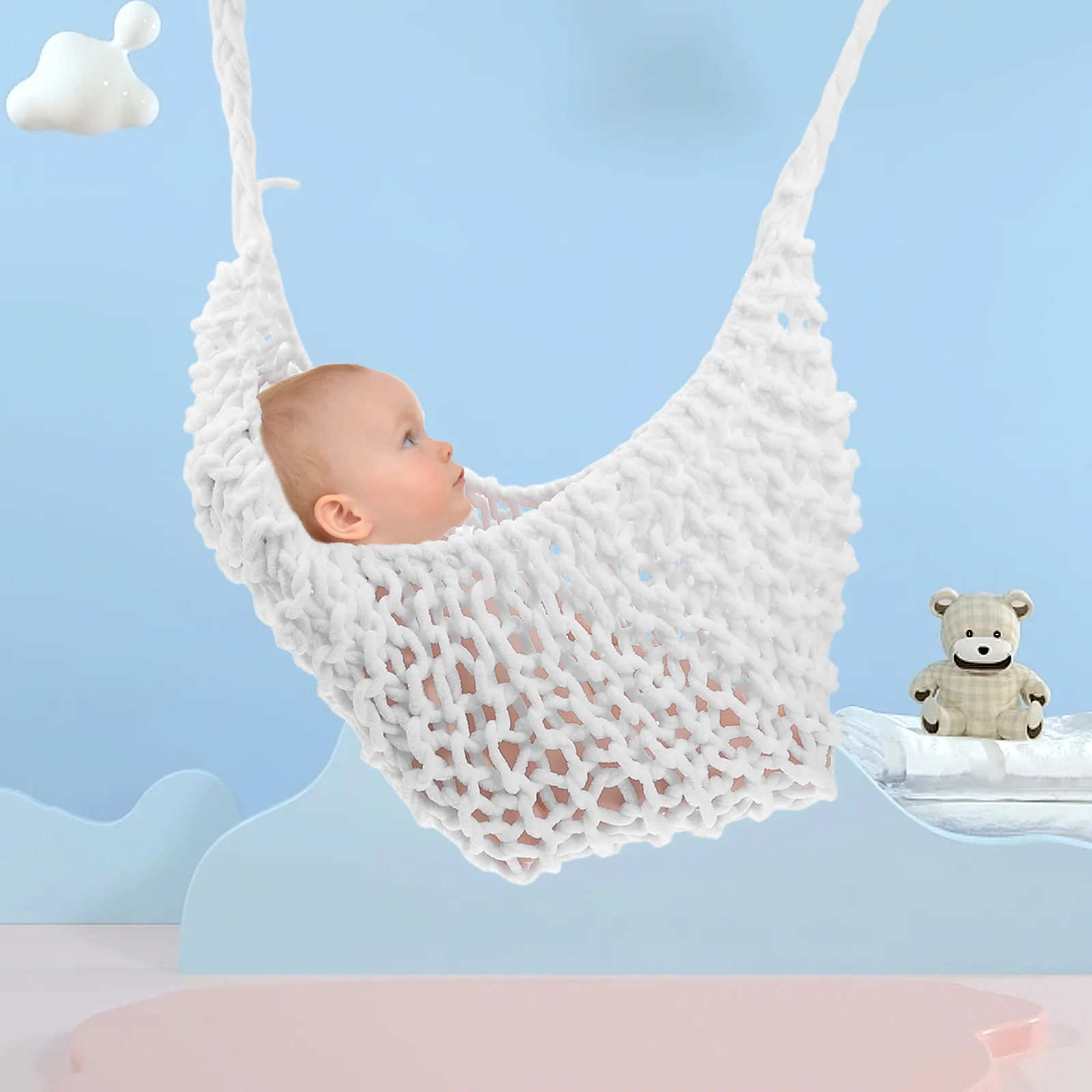 

Hammock For 0-12 Months Knitting Wool Handmade Crochet Cartoon Style Photo Prop Photography For