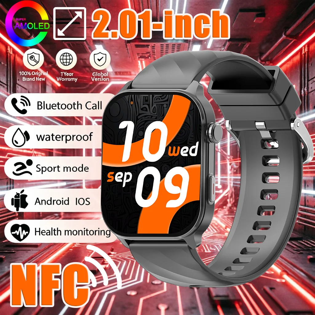 

Новые смарт-часы 2026 года: HD-экран 2,01 дюйма, NFC, GPS, 100+ спортивных режимов, мониторинг здоровья, водонепроницаемость, звонки по Bluetooth, большая батарея, стильный дизайн