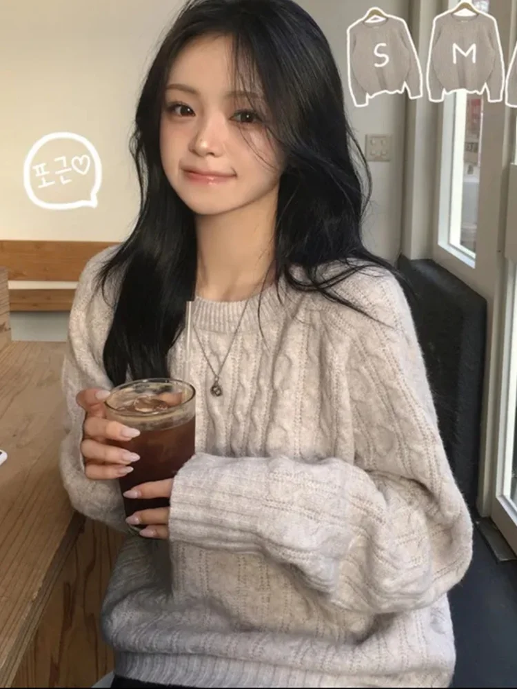 Pull tricoté ample coréen pour femme, vêtement d'extérieur, paresseux, Turtlene, Long, fil doux, automne hiver