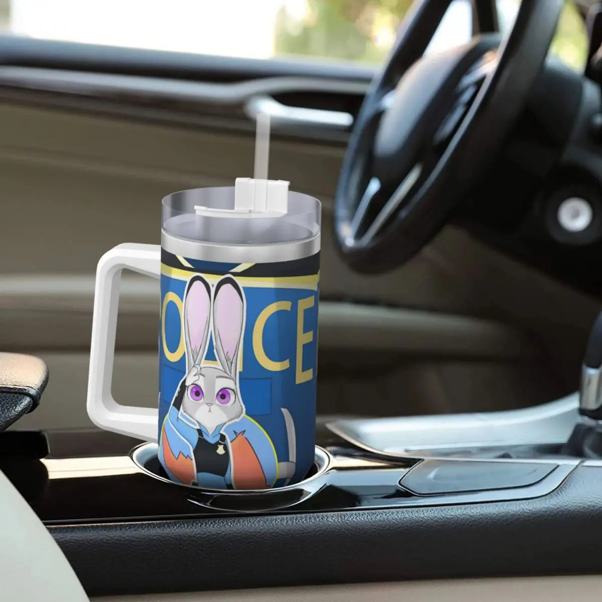 Edelstahl-Becher Zootopia Nick Judy Anime-Autobecher mit Strohhalmen, Camping-Kaltwasserflasche, isolierte große Thermobecher