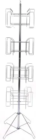 4-Tier Chrome Rotating Standing Literature Rack - 64'H x 16
