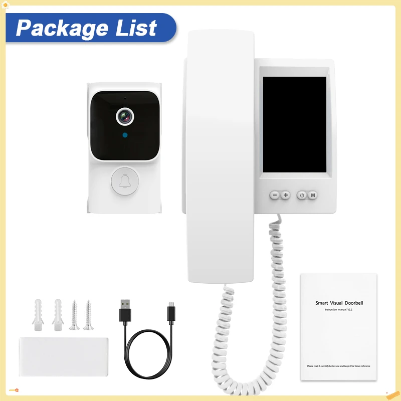 Y8-KP1 Infrared Night Vision Doorbell 3.5-inch Screen Dialogue Doorbell 320*480 Resolution Full Viewing Angle One-click Pairing