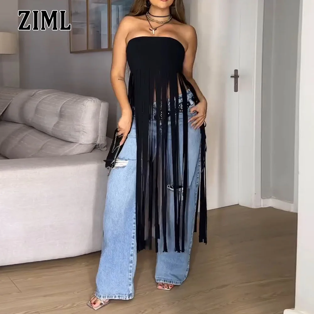 

ZIML однотонные минималистичные утягивающие жилеты с открытой спиной для женщин без бретелек без рукавов топы с кисточками женский модный стиль летняя новинка