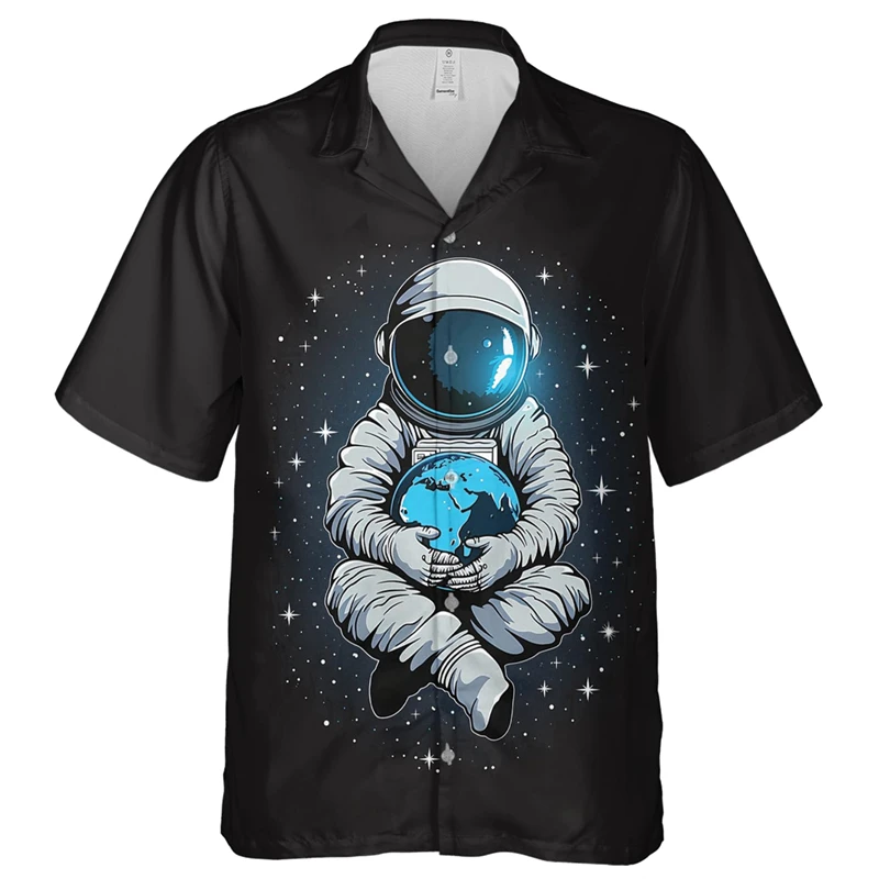 

Men's Shirt Spacecraft 3D Print Men's Clothing Oversized Summer New Casual Hawaii Beach Hawaiian Harajuku Fashion Holiday Shirt