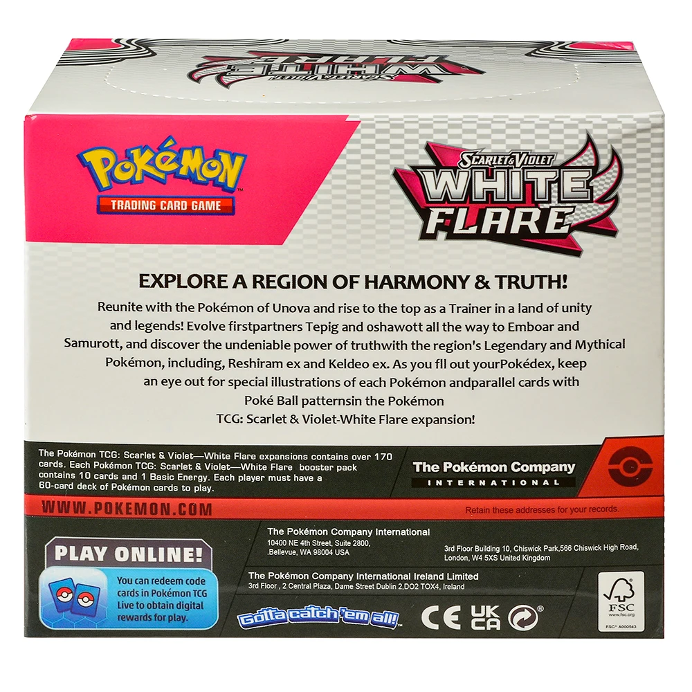 360Pcs English Pokémon TCG: WHITE FLARE Box P Trade Card 36 Pack Box