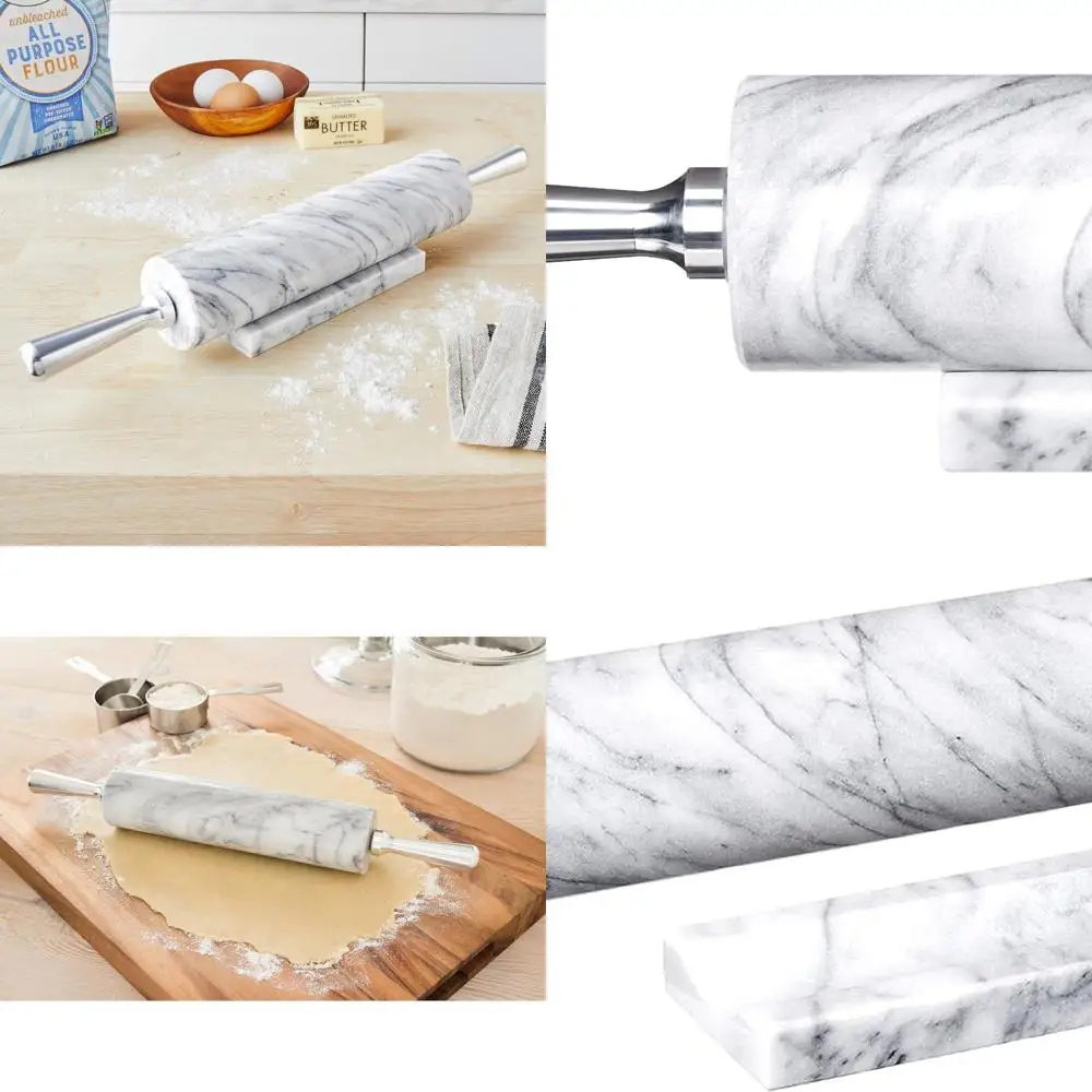 

Набор прокатных штифтов из мрамора с алюминиевой ручкой, 2,5 x 17,5 x 3, белый