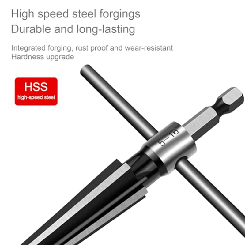 

【Lowest-Price!】6 Piece Hand/Drill Bit 2 Purposetapered Reamer 6 Slot Hex Reamer 5-16Mm / 3-13Mm Tapered