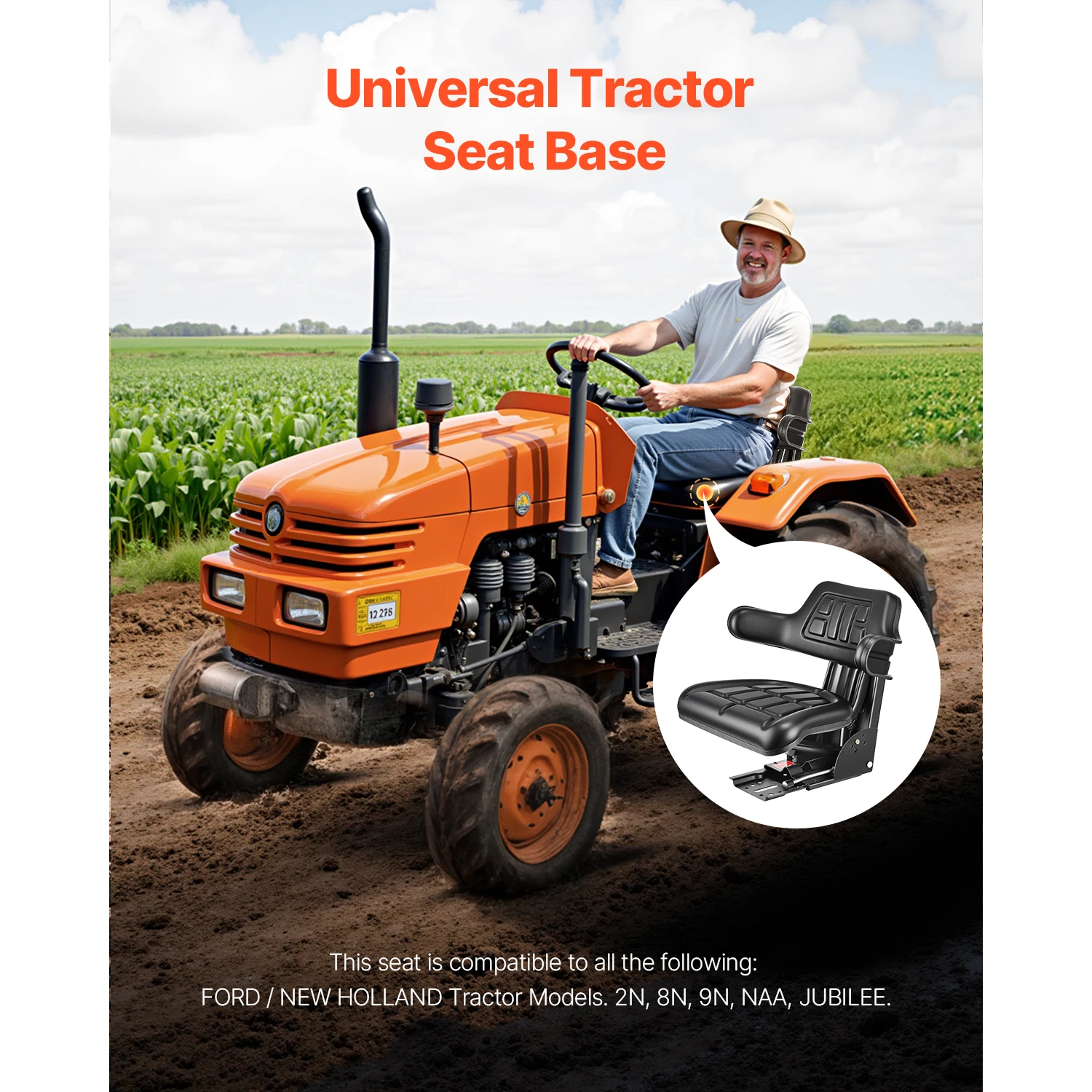 SucceBuy Adjustable Universal Forklift Seat Wrap Around Universal Tractor Seat w/ Micro Switch and Tilt Fits for John Deere Ford