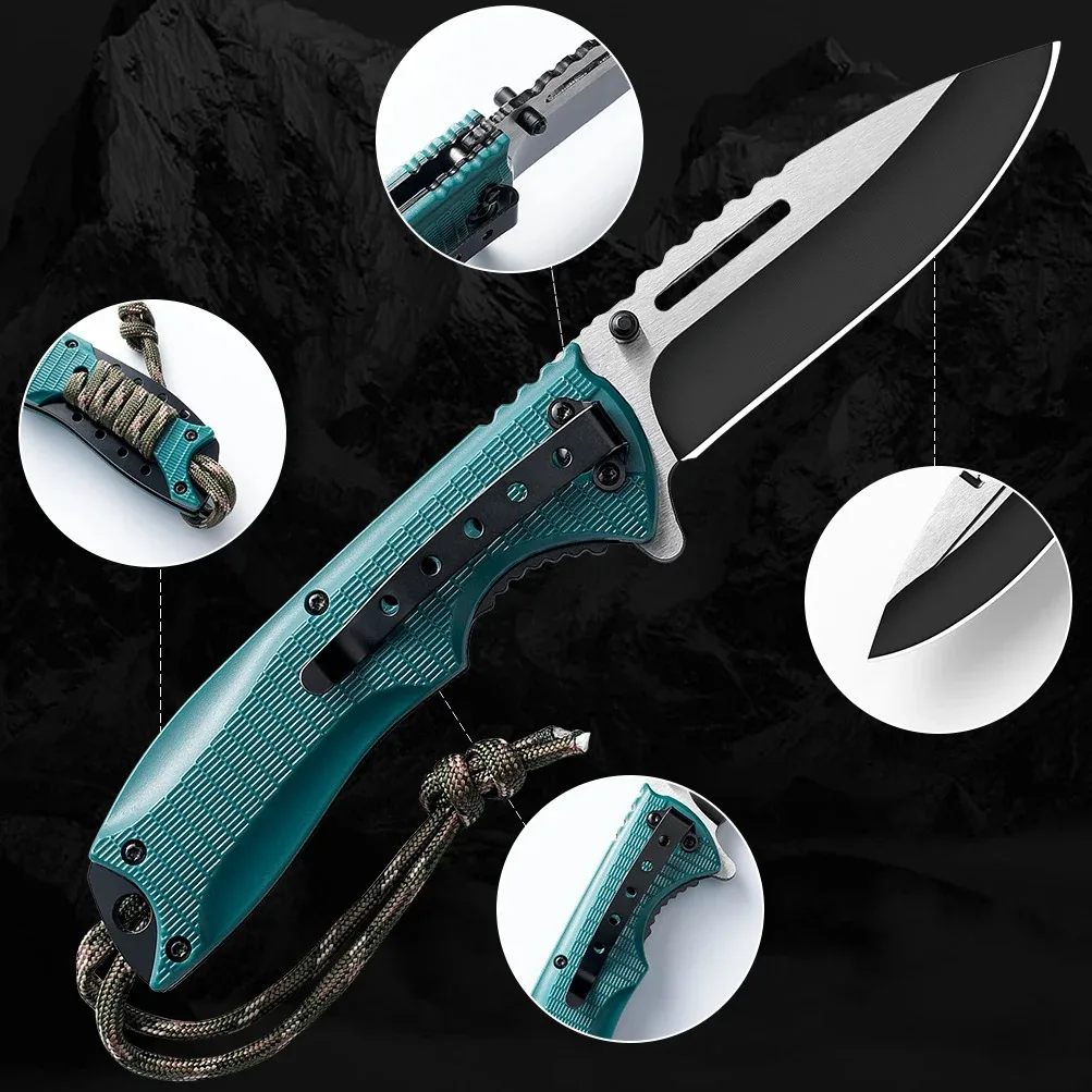 BAKULI-Hunting Folding Knife, Multi-Purpose Outdoor Knife, EDC Knife, Self Defense Knife, Camping Knife