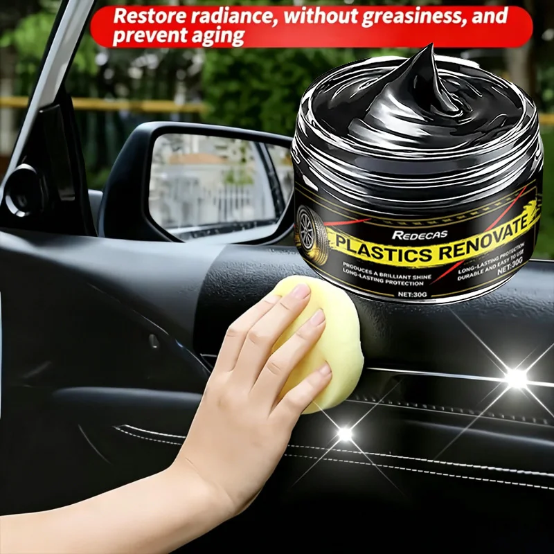 Car Rubber Plastic Care Cream, Brighten Polish Tires, Wheel Arch, Steering Wheel, Trunk, Seats, Interior Gloss Wax, Tire Care