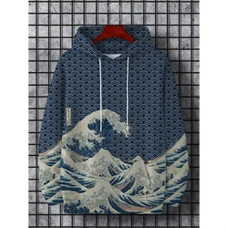 Japanese Harajuku 3D Printed Hoodies For Men Mountain Cat Tentacle Graphic Sweatshirts Casual Loose Hooded Long Sleeves Pullover
