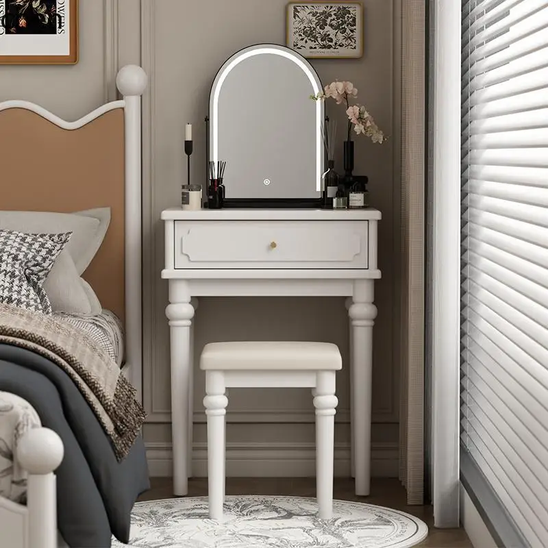 

LXC solid wood paint dresser small apartment bedroom storage makeup table light luxury desk
