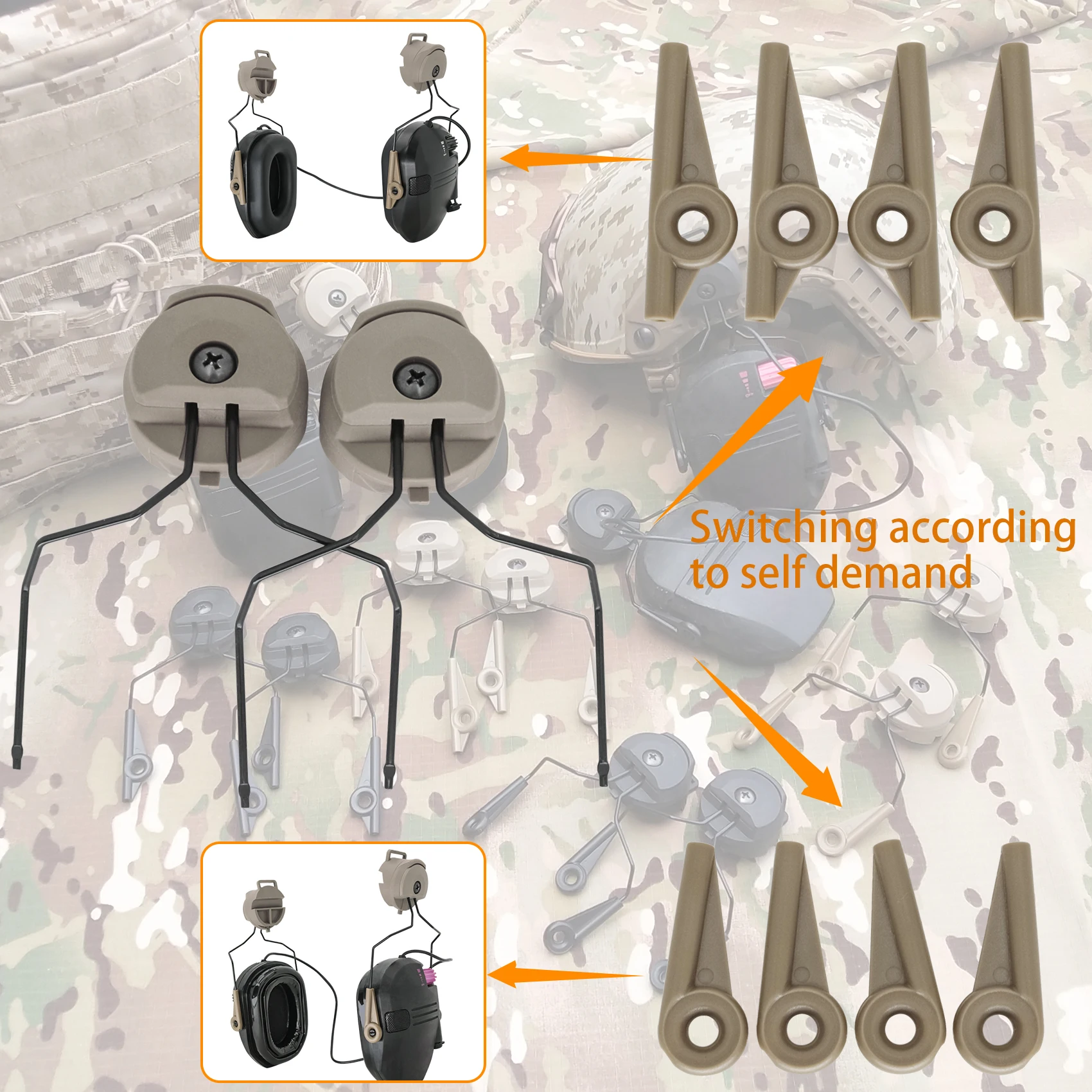 HEARING TACTICAL ARC Rail Adapter for Tactical Headset Walkerrazor Slim Hunting Headphones Electronic Shooting Earmuffs