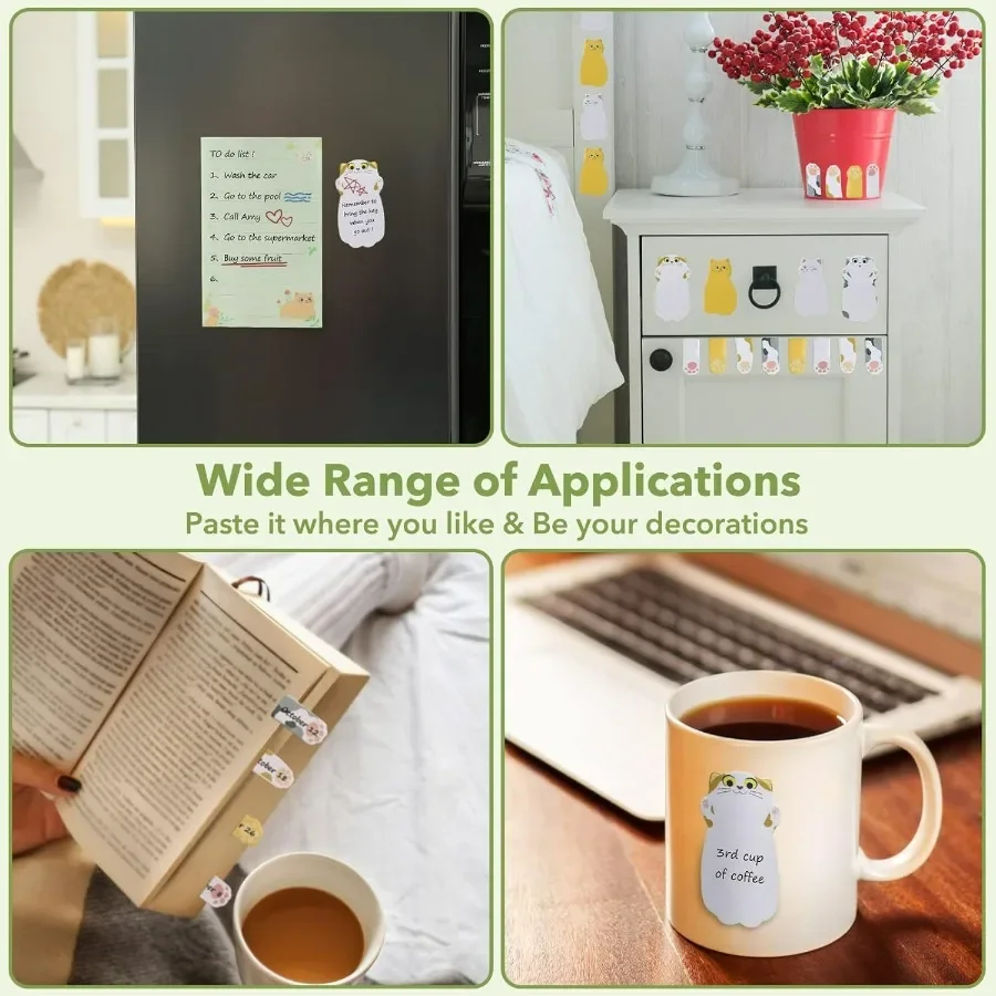 Cute CatThemed Sticky Notes Set with Animal Divider Tabs for Creative Writing and Organization Ideal for Office and School Use