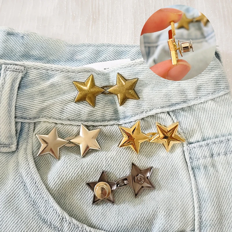 1 Pair Jeans Button Adjustable Clips For Pant Skirts Waist Tightener Buckle Snap Button Adjuster Pants Pin Retractable Button