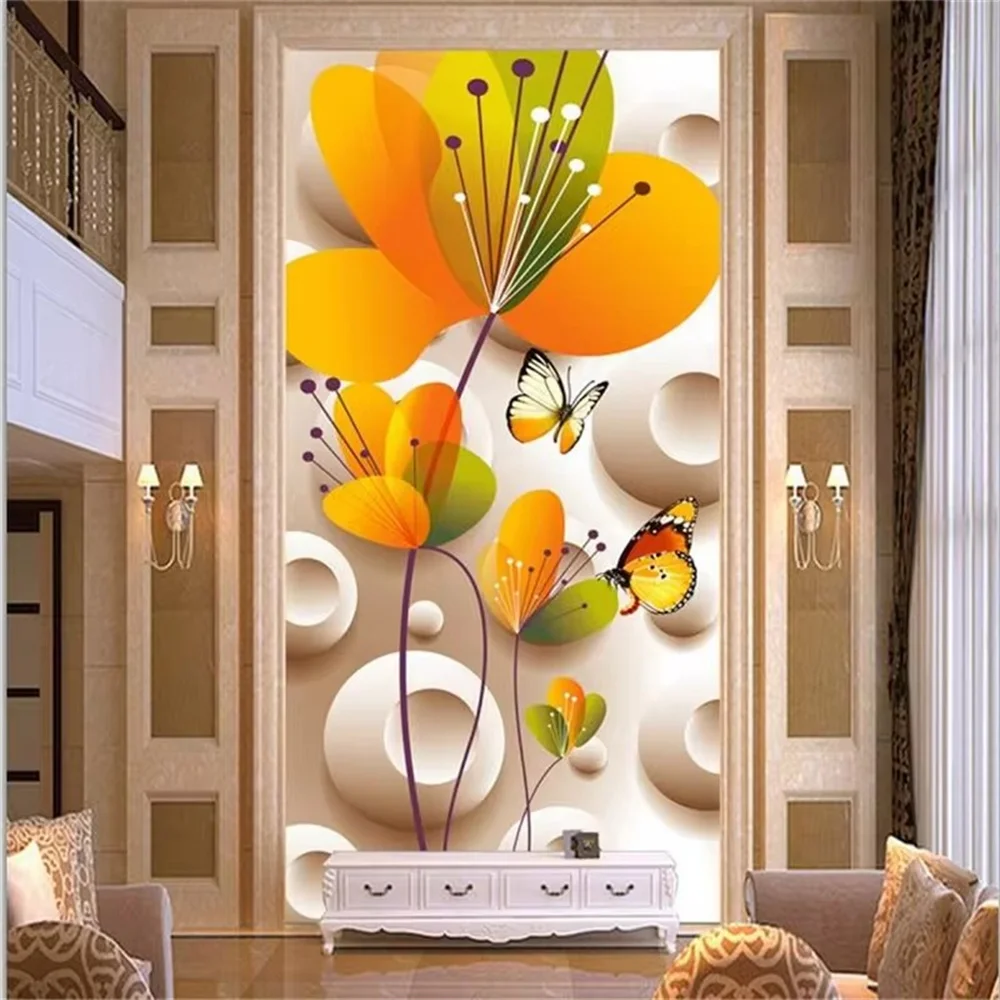 

Custom Wallpaper 3D papel de parede Super Fine Butterfly Flowers Arcade Aisle Backdrop Decorative Painting wallpapers home decor