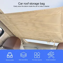 2 dimensioni SUV Car soffitto Storage Net Mesh Zipper doppi strati campeggio Beige accessori per auto Organizer Interior Cargo Van Travel