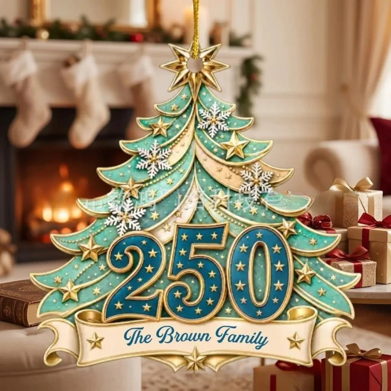 Patriotic Themed Acrylic Christmas Tree Decoration for The 250th Anniversary of The Founding of The United States Holiday Gift