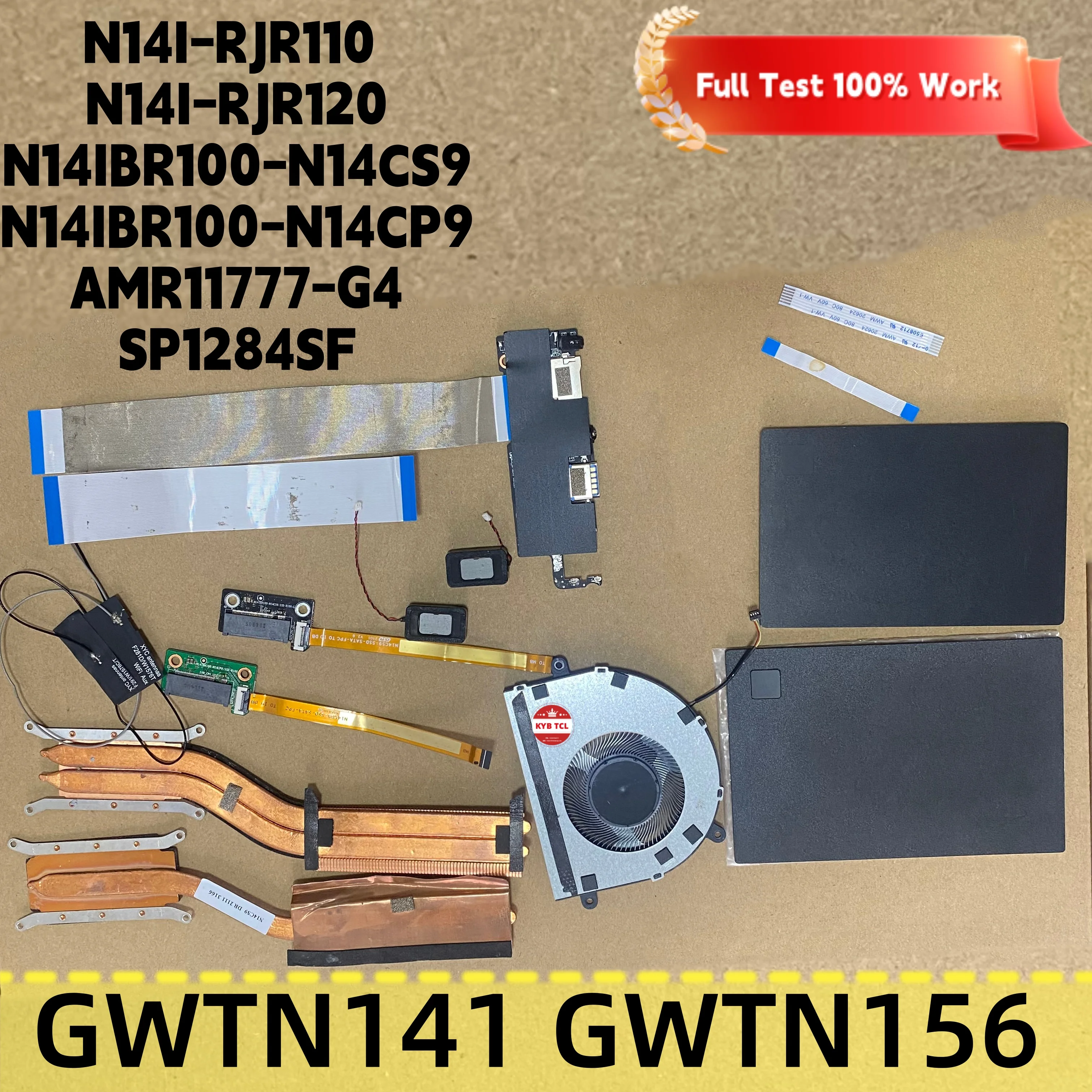 BF080A05P N14CP9 Para Gateway GWTN141 GWTN156: Disipador de calor, ventilador, antenas WiFi, altavoces, panel táctil, placa SSD con cable, placa de lector de tarjetas USB con cable, placa de tarjeta de audio con cable.