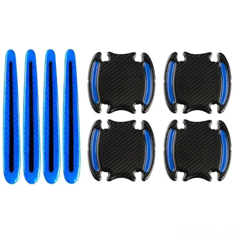 J0MA 8Pcs High Visibility Reflective Car Door Handle Protectors Scratch Resistance Defense