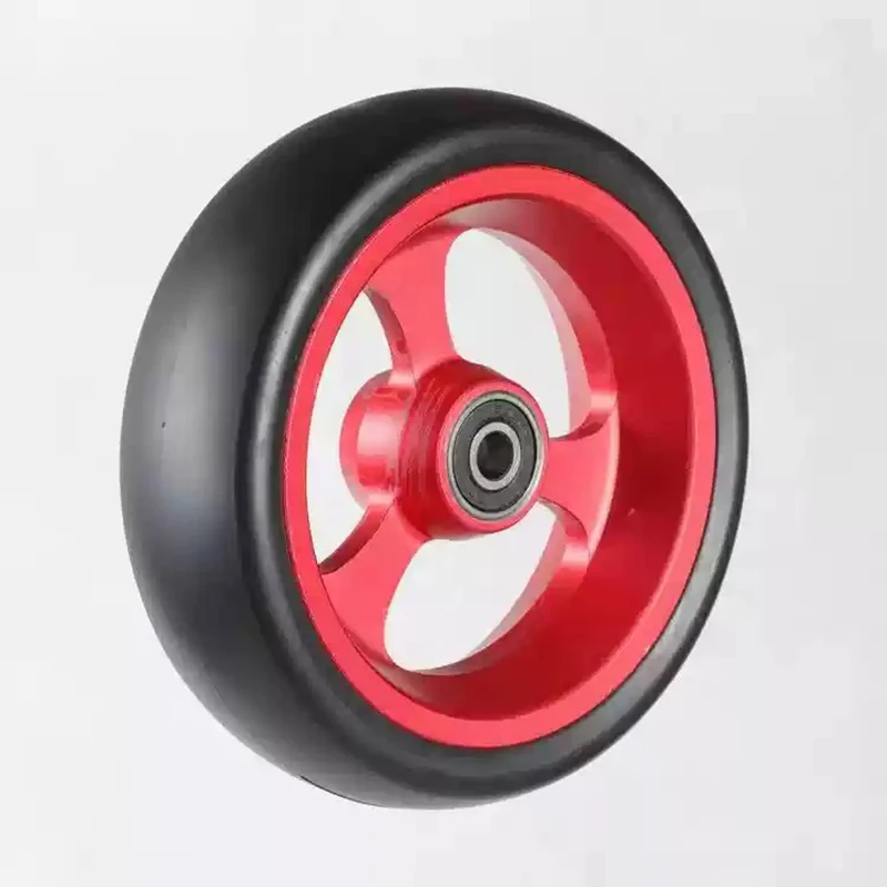 A pair of 5 inch wheelchair front wheels made of aluminum alloy with wear-resistant PU tires, high-speed, universal installation view 6