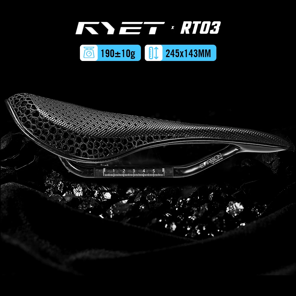 RYET Ultralight Carbon 3D Printed Saddle 190g 7*9 Bike Seating For Men Women Triathlon Road MTB Mountain Gravel Cycling Parts