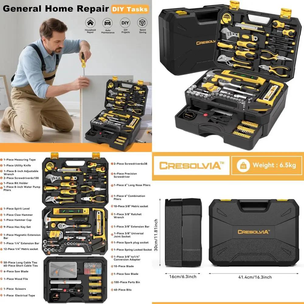 

Complete 328-Piece Home & Auto Repair Tool Kit with Storage Case for DIY Enthusiasts and Professionals