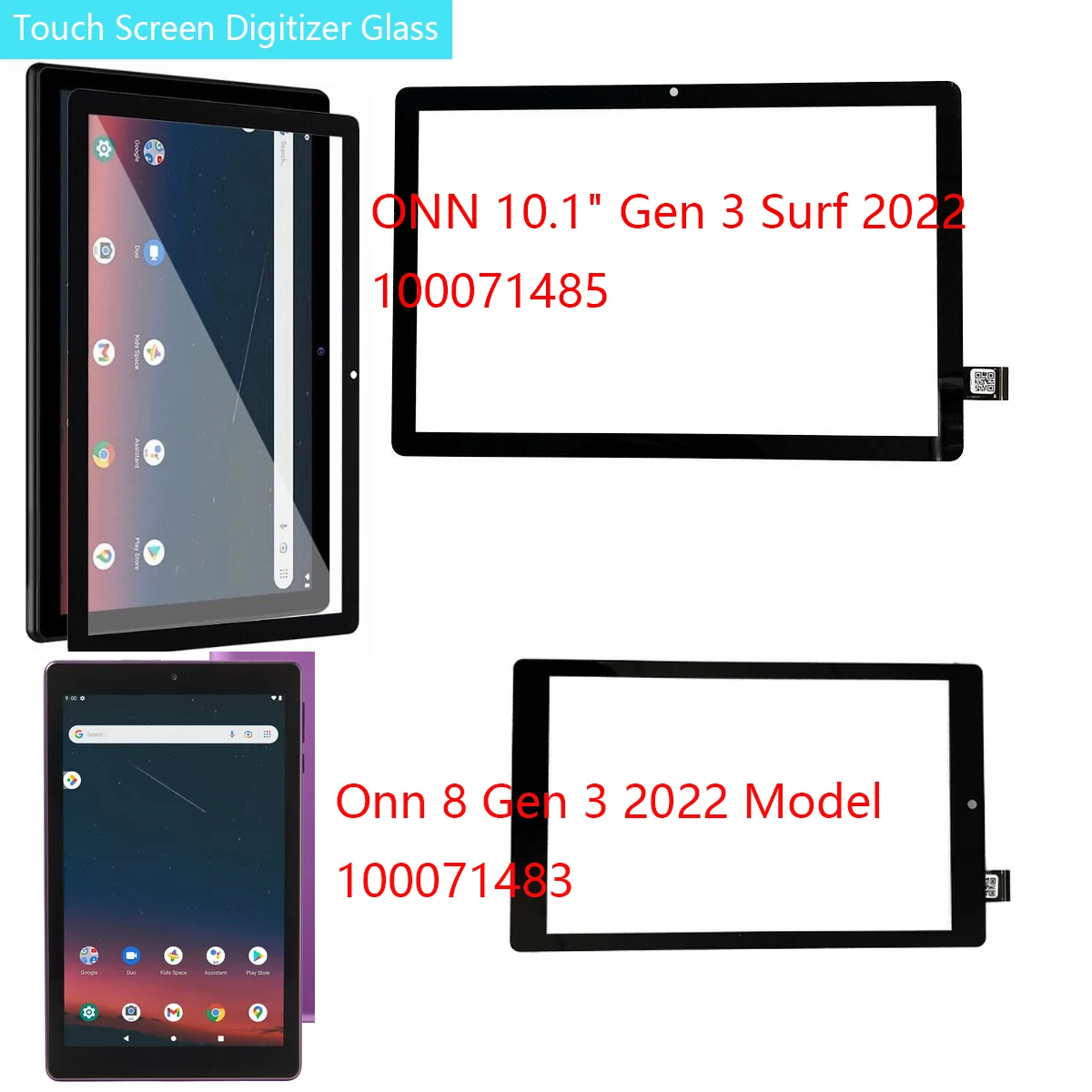 

New 10.1" Touch Screen Digitizer Glass Sensor For ONN 10.1" Gen 3 Surf 2022 Tablet 100071485 100071483 Replacement