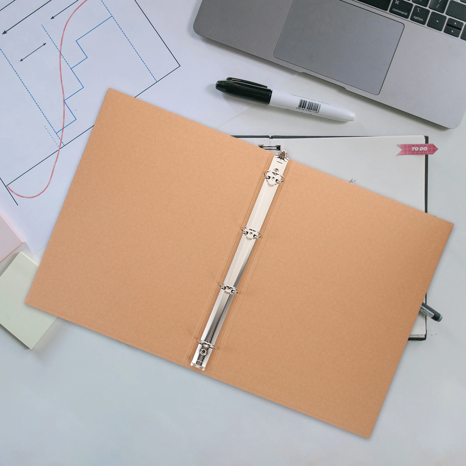 

1pc Kraft Paper Binder Cover 4 Ring A4 Notebook Shell Notepad Case for School Office Thin Ring Binder Scrapbook Cover Document