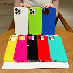 Ins Candy Luxury Glossy Phone Case for iPhone 14 13 12 11 Pro Max XR Xs Max XR 7 8 Plus Soft Red Blue Colorful  Cover Couple Hot