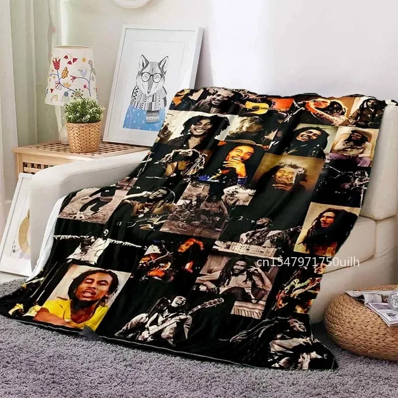 Bob Marley Album Blanket Reggae Music Jamaican Style Soft Flannel Blanket Portable Home Travel Sofa Blanket